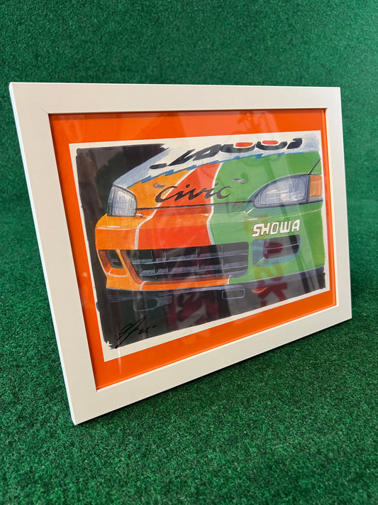 JACCS Honda Civic EG6 Racecar Front End Framed Print