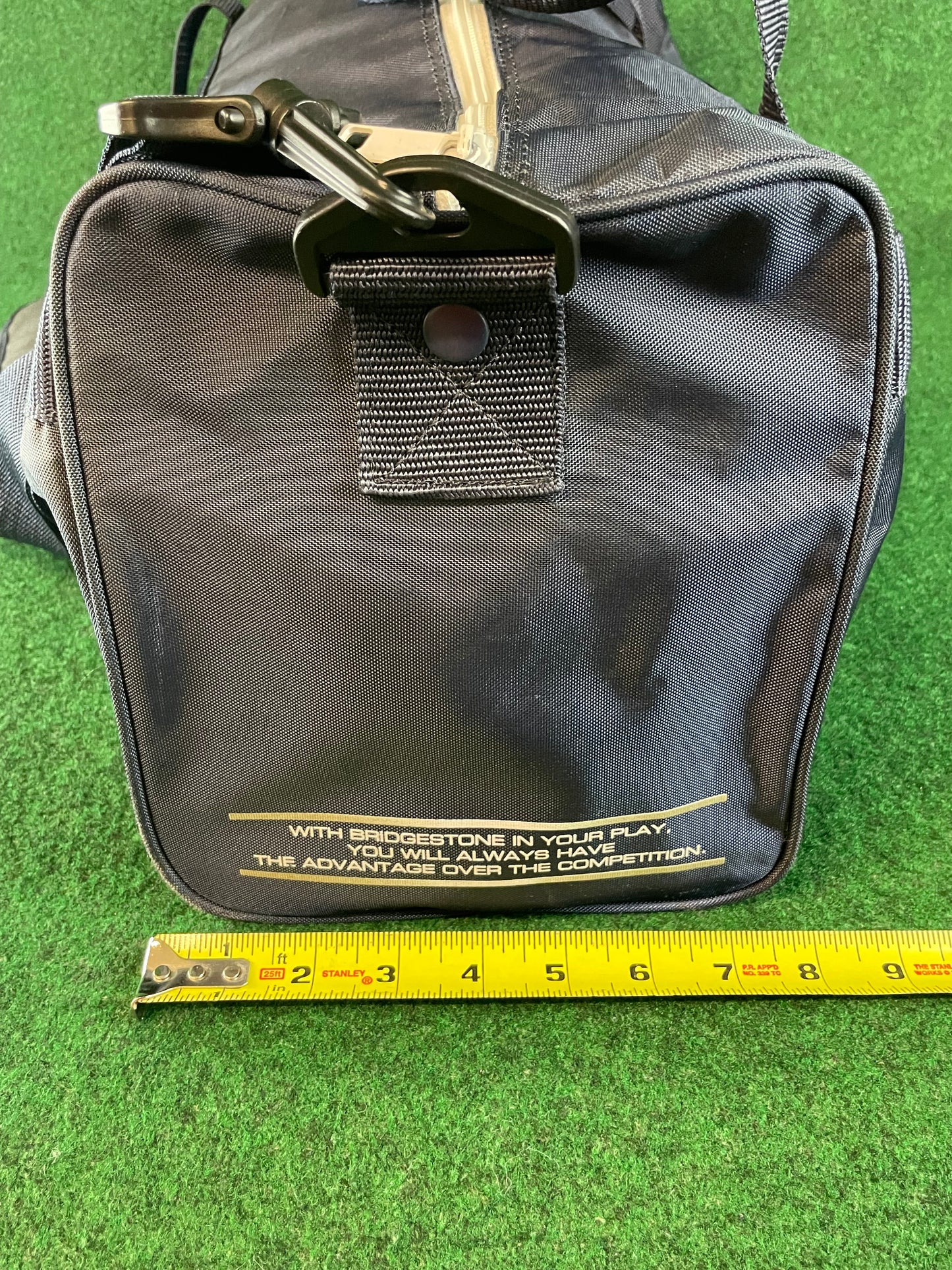 BRIDGESTONE - Vintage Navy Blue w/ White Lettering Red Duffle Bag
