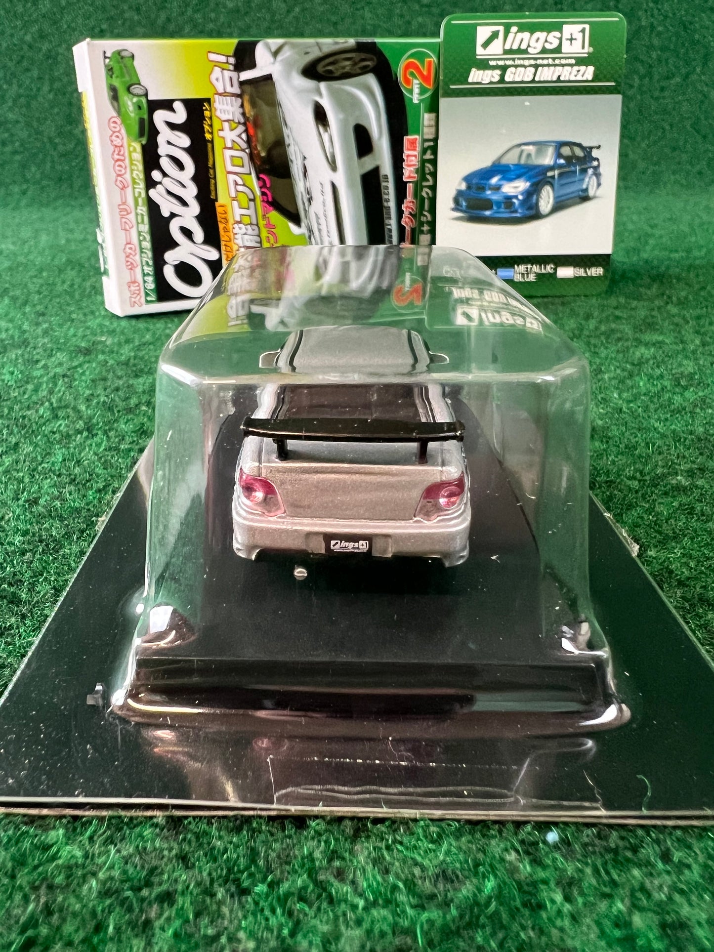 Aoshima - Option ings GDB Subaru WRX (Silver) 1/64 Scale Diecast Car