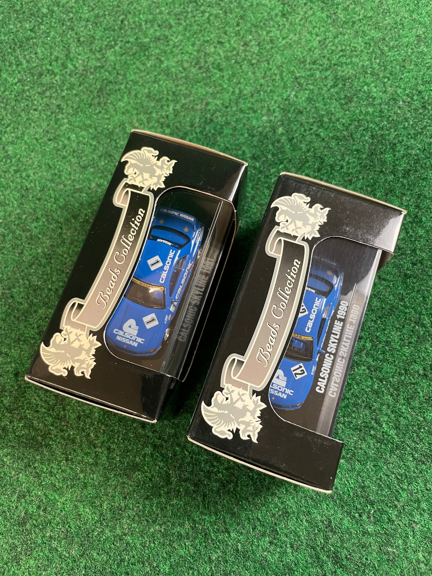 KYOSHO - Beads Collection 1990 & 1991 Calsonic IMPUL Nissan Skyline R32 GT-R 1/64 Scale Diecast Set
