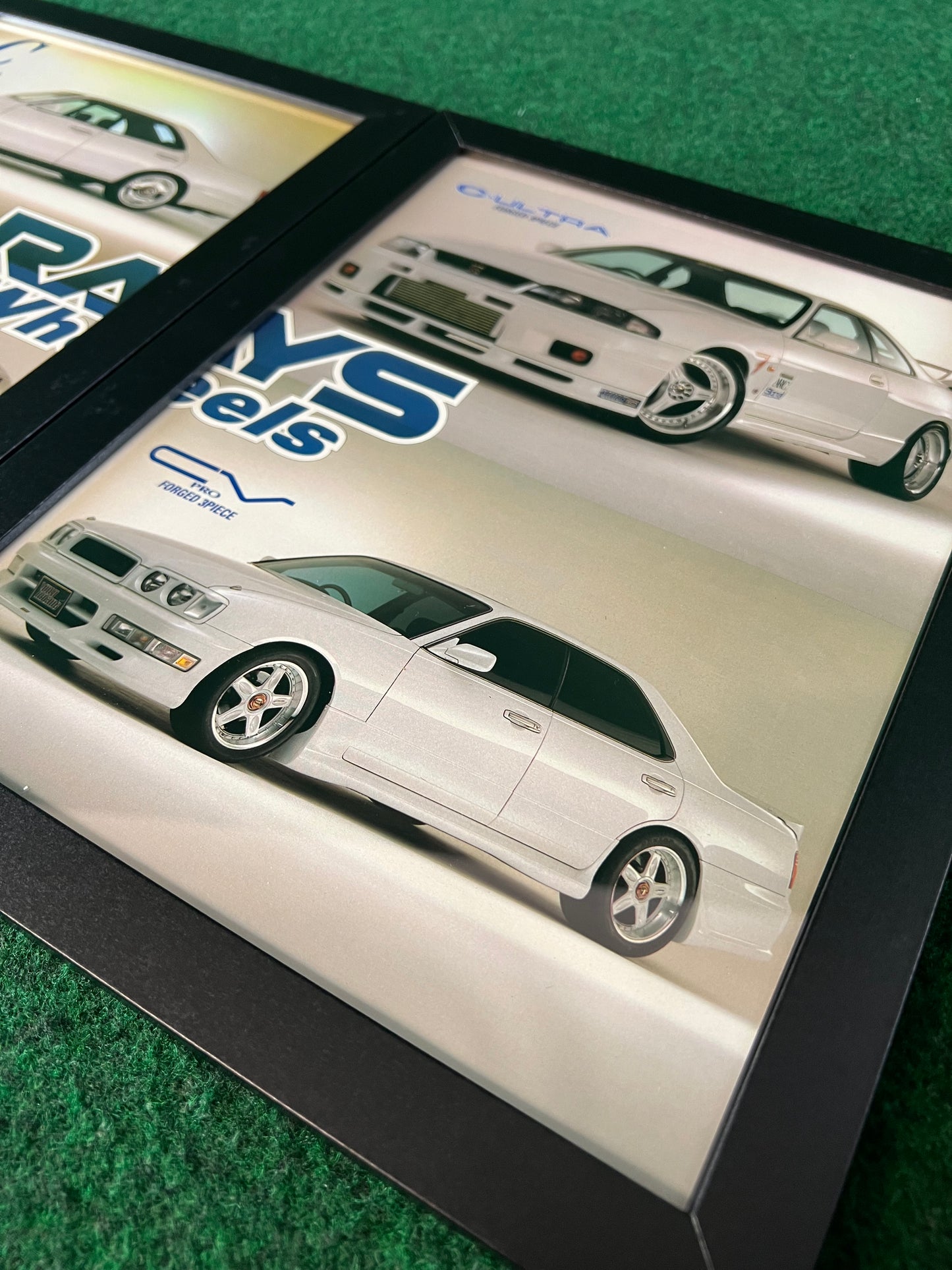 RAYS Wheels - Nissan Cima & Skyline R33 Framed Advertisement Picture Set (1995)