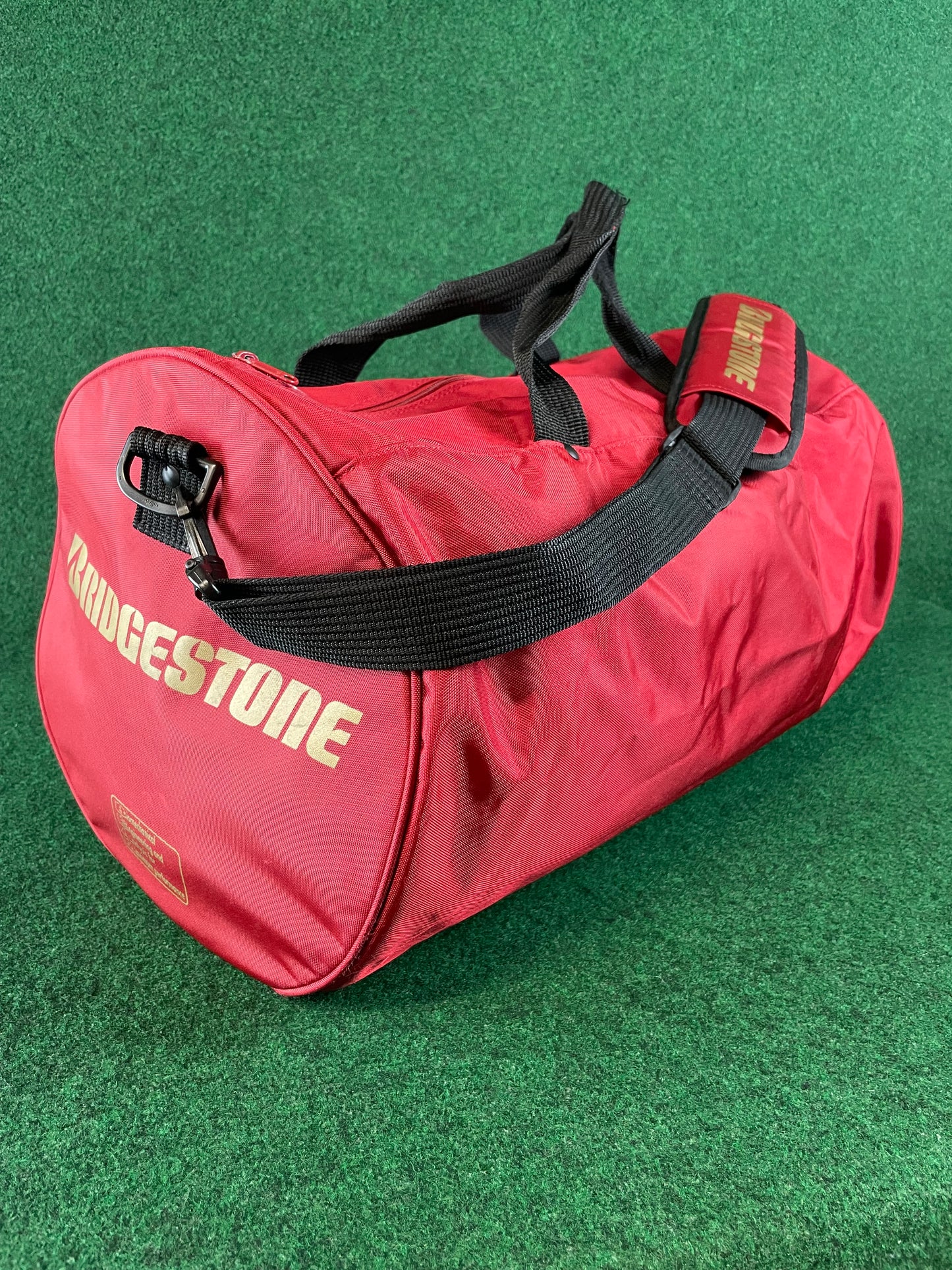 BRIDGESTONE - BEAM Vintage Burgundy w/ Gold Lettering Red Duffle Bag