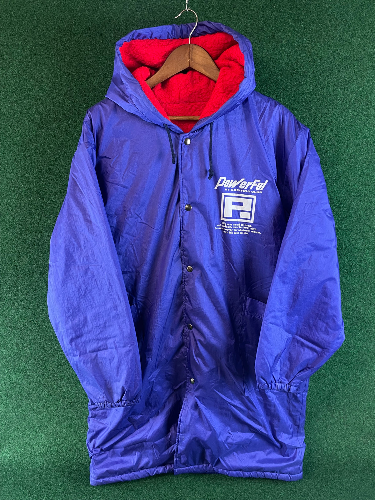 POWERFUL by Exciting Club - Blue Vintage Insulated Fleece Lined Bench Coat Jacket