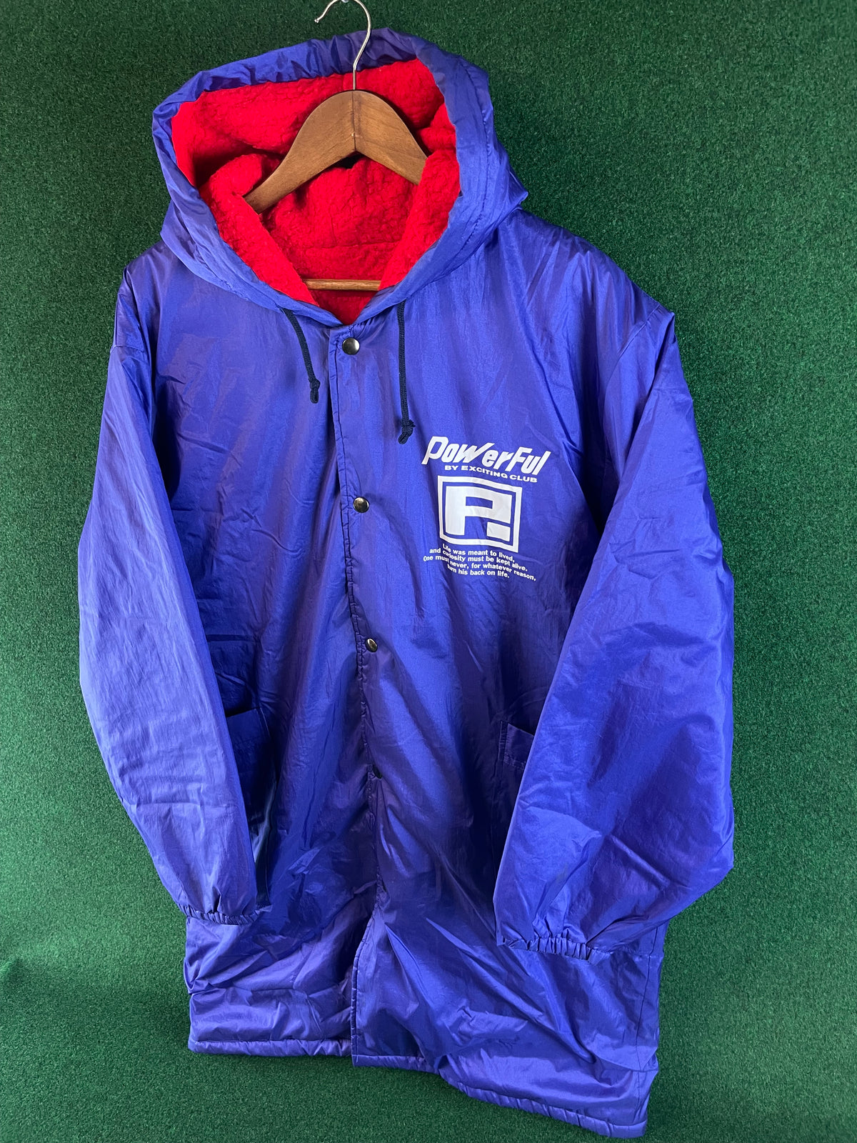 POWERFUL by Exciting Club - Blue Vintage Insulated Fleece Lined Bench Coat Jacket