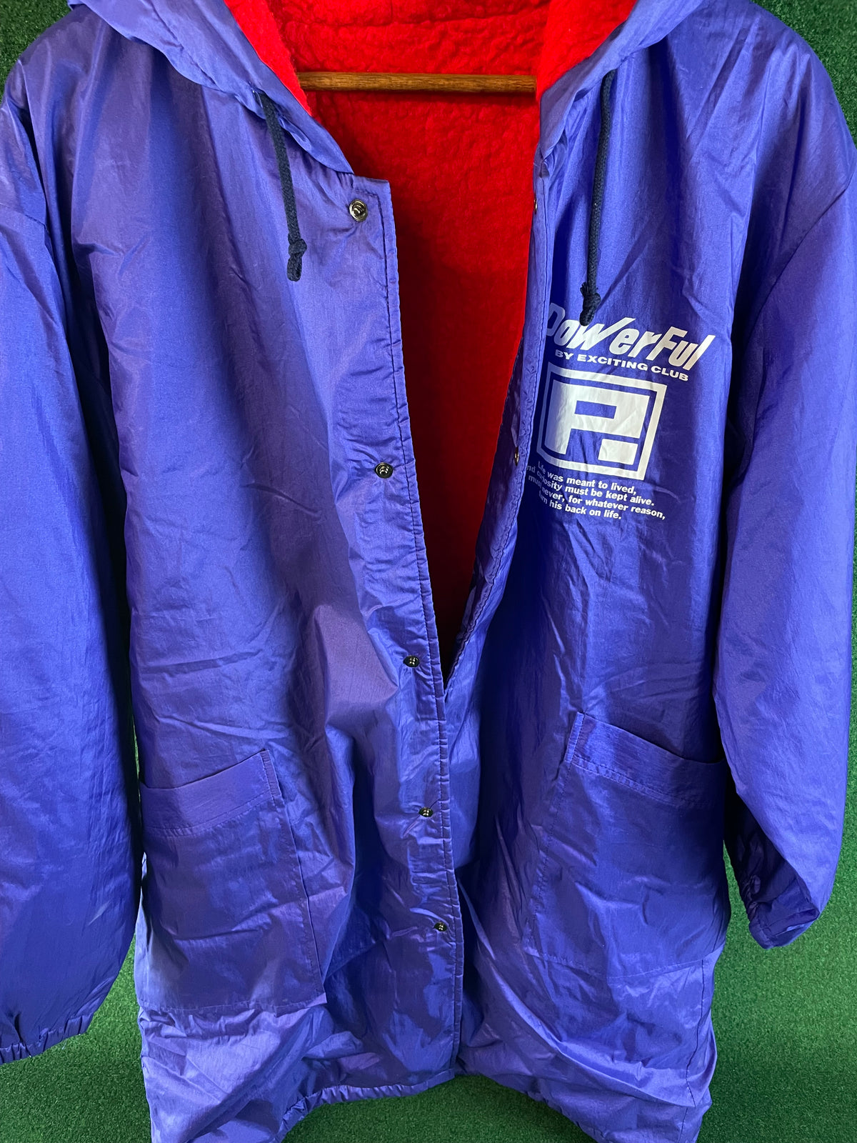 POWERFUL by Exciting Club - Blue Vintage Insulated Fleece Lined Bench Coat Jacket