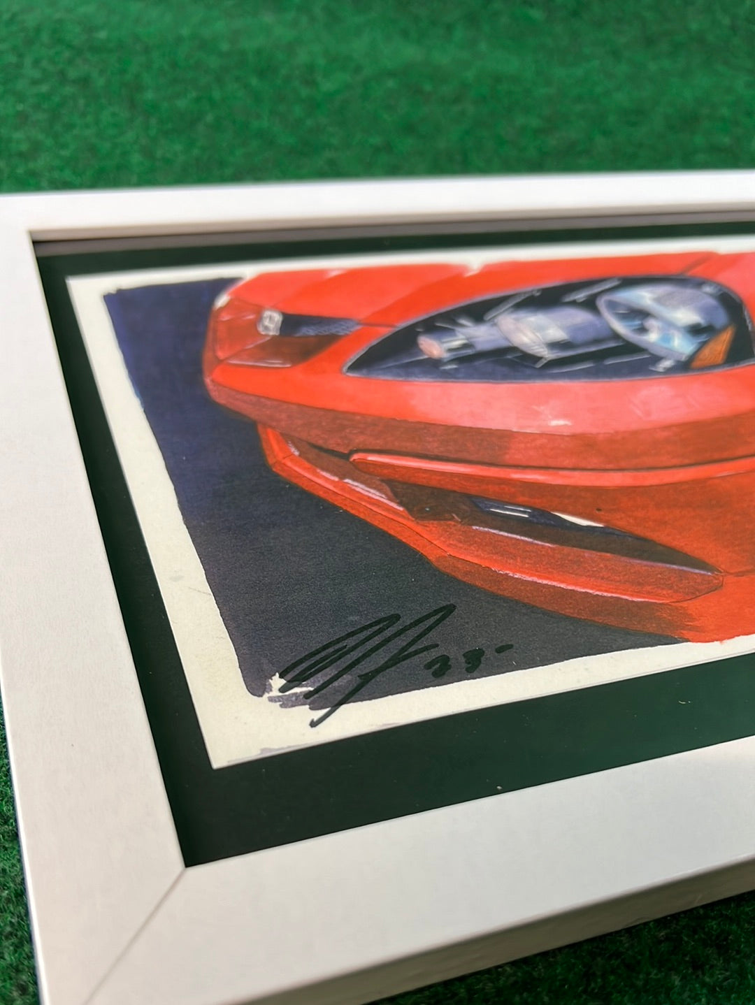 UNDERDOGZ - Red Honda Integra DC5 (Acura RSX) Front Quarter View Hand Drawn, Watercolor Painted & Signed Print