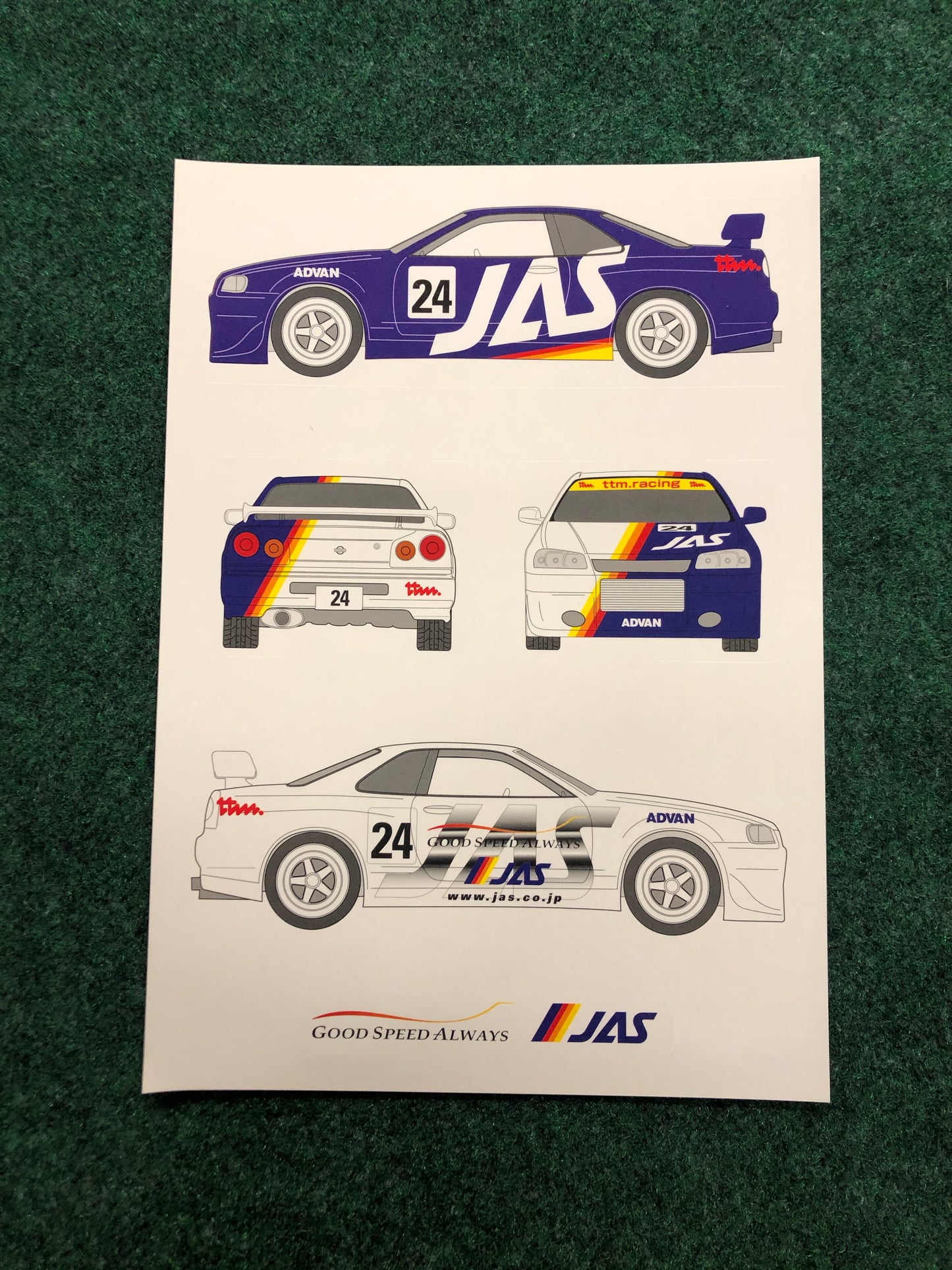 JAS Super Taikyu Nissan Skyline R34 GTR N1 #34 Sticker Sheet