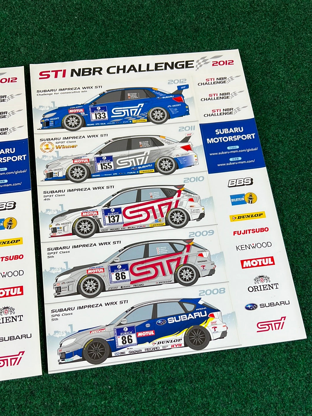 Subaru Impreza WRX STi NBR Challenge Sticker Sheet Set of 2