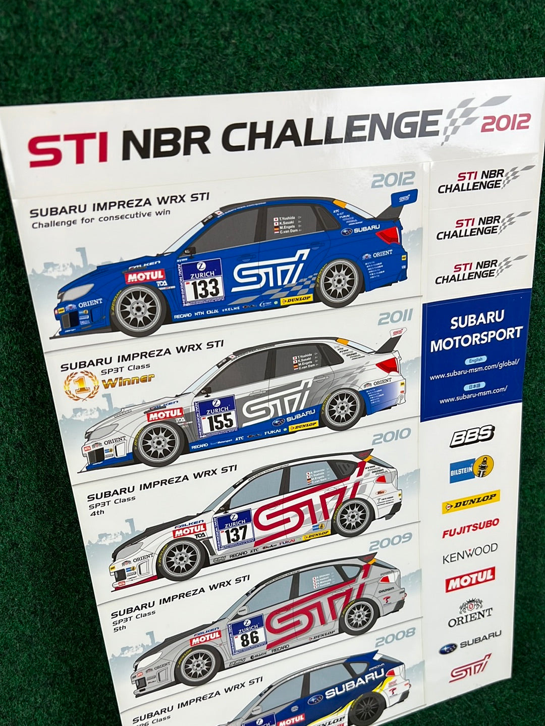 Subaru Impreza WRX STi NBR Challenge Sticker Sheet Set of 2